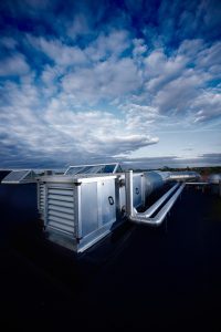 commercia-HVAC-unit-cloudy-sky